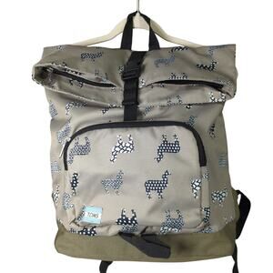 TOMS Beige Patterned Roll-Top Backpack Euc Looks New